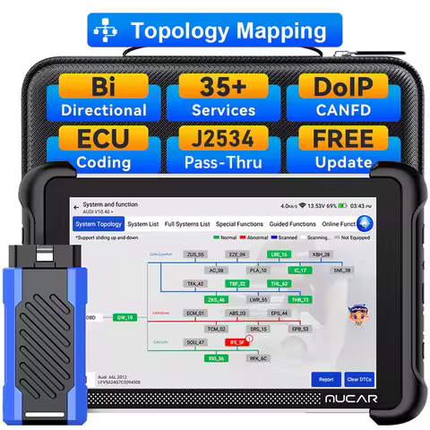 MUCAR 892BT PRO OBD2 Car Diagnostic Tool Topology Map AI Scan Tool J2534 Pass-Thru ECU Coding Active