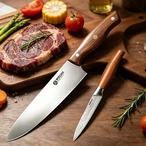 WXCOO Professional Chef's Knife 5Cr15Mov Stainless Steel Meat Cleaver Santoku Knife Kitchen Vegetabl