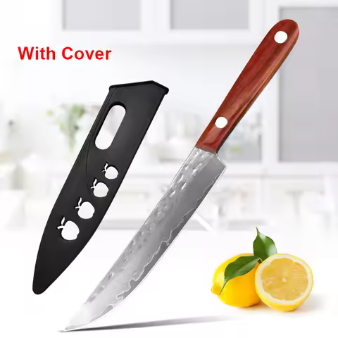 Damascus Knife Wooden Handle Damascus Steel Paring Knife Cleaver Meat Vegetables Slicing Kitchen Kni