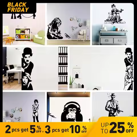 Creative Banksy Wall Art Decal Wall Stickers Vinyl Material For Home Decor Living Room Bedroom Mural