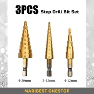 DIY DRILL BITS  3 Pcs HSS Steel Titanium Coated Multi Step Universal Drill Bits Cone Cutting Set Woo