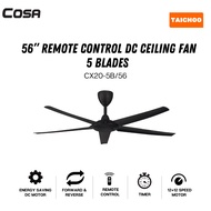 ALPHA COSA 56” Remote Control Ceiling Fan Black [DC Motor] CX20-5B/56