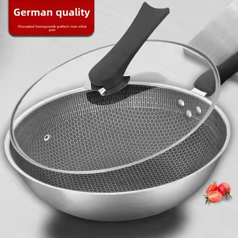Stainless steel wok Non-stick pan Uncoated fumes pan Household wok Induction cooker Gas stove Suitab