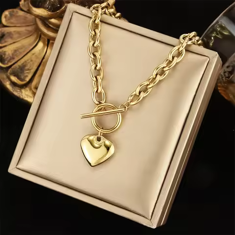 316L Stainless Steel 2025 New Fashion Jewelry Set Young Style Knurling Love Heart Charm Chain Choker