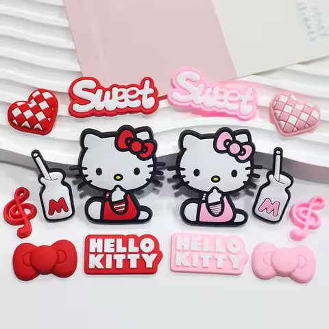 Sweet Hello Kitty Shoe Charms for Clogs Cute DIY Fashion Shoe Decor Heart Bow and Musical Notes Foot