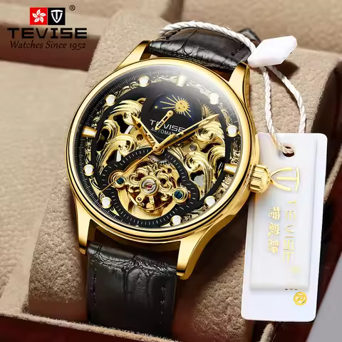 TEVISE New Watch Hollow out Waterproof Business Casual Watch Fully Automatic Men's Mechanical Watch