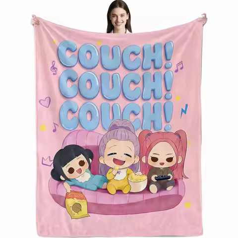 1pc Christmas Huntrix Girls Blanket,Kpop Blanket,Flannel Kids Blanket,Winter Holiday Throw