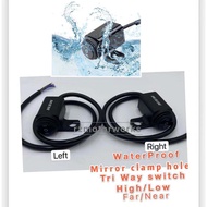 waterproof pure alloy tri 3 way 3way switch for dual mini driving led lights mirror clamp type