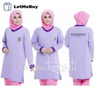 Baju Purple Perempuan T-shirt Muslimah Puteri Islam Pemimpin PPIM Muslimah Jersey Labuh Microfiber Plus Size Design Baru Baju Jersi Muslimah Murah Malaysia Long Sleeve Viral Plain