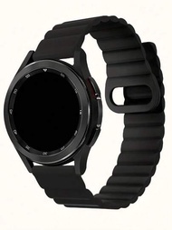 20mm和22mm通用的中性時尚運動矽膠磁性手錶表帶，適用於Samsung Watch4/5/6 Huawei Amazfit 智能手錶