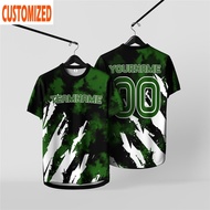 Free Custom Name Number 2026 Blue, Green, Purple No.00 Baju T Shirt Lelaki Lengan Pendek Collar Full