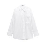 Bishop White Blue Oversize Design Drop Shoulder Long Sleeve Top