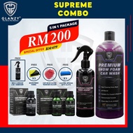Glanzy Supreme Combo Pack (9H Ceramic Coating + 10H Diamond Coating + Car Care Agent + Snow Foam Car