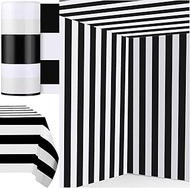 78.7 in x 100 Ft Striped Tablecloth Roll Plastic Stripes Table Cover Roll for Carnival Circus Party 