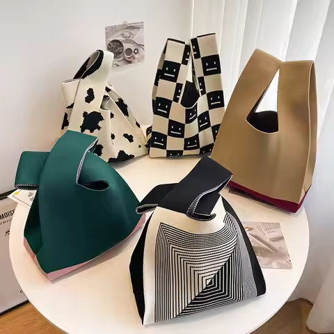 Cute girls' bags, Korean style bags, girls' bags, versatile knitted bags, handbags, tote bags, bucke