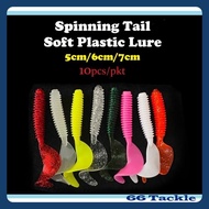 [S005/6/7]Spinning Tail Soft Plastic Lure 5cm,6cm,7cm 10pcs/pkt Micro SP Fishing Baits Umpan Geli-Ge