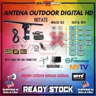 [ READY STOCK ] DECODER MYTV + ROTATING OUTDOOR ANTENA ARIEL 80-100KM DTV MYFREEVIEW HDTV TV MALAYSI