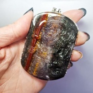 天然水晶 稀有 四色極光23 狐狸大師與龍 鳳凰 雕刻項鍊 WB012