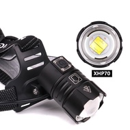 Lampu Kepala Teleskopik Zoom XHP70 Baharu, Boleh Dicas Semula Melalui USB dengan Paparan Tahap Bater