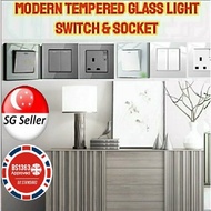[SG Seller] Light Switch &amp; Socket Tempered Glass Dark Silver/White