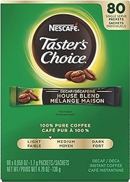 Nescafe Instant Coffee Packets, Decaf, Taster's Choice Light Roast, 1.7 g Singles (Pack of 80)