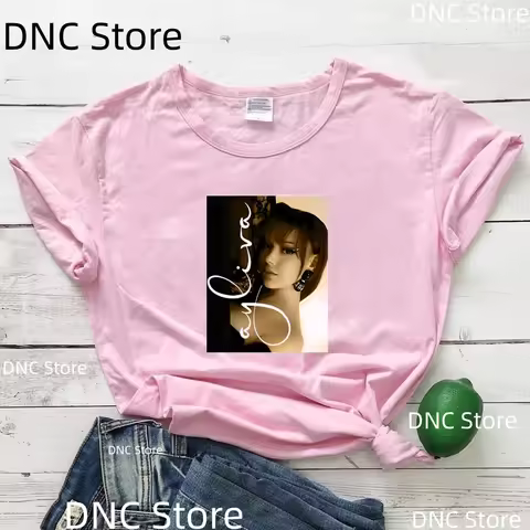 2025 Women Music Singer Ayliva Printed T-Shirt Women Fashion Trends 00s Girls Tshirt Summer Pink Sho