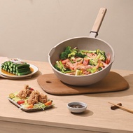 【Taste Plus】悅味元麥 瑞士科技 陶土內外不沾鍋 平底炒鍋 28cm