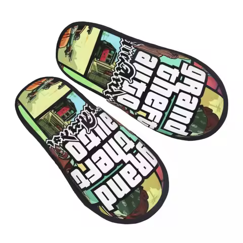 Custom Grand Theft Auto San Andreas Guest Slippers for Bathroom Women GTA Video Game House Slipper