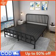OuPai Metal Bed Frame Queen/Single Duty Heavy Iron Bed Katil Bujang Dewasa Budak Bedroom Furniture Dormitory Student Bed Frame Sturdy 高级铁艺床架