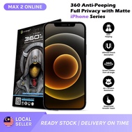 X-One 360 Anti-Theft Full Privacy Matte Screen Protector For iPhone 12 13 14 15 16 Pro Max 7 8 Plus 