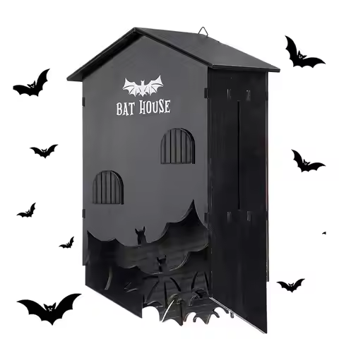 Wooden Bats House Three Chamber Bats Box Stable Decoration Professional Wall Hanging for Garden Land