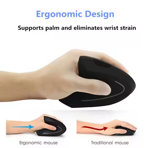 Left Hand Wired Wireless Vertical Mouse Ergonomically Rechargeable 1600DPI Office Mouse With RGB Sui