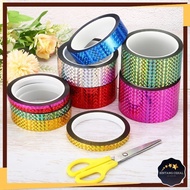 BC 10/15/18MMx50M Laser Wrapping Tape Shiny Kuih Jar Packaging Gold Silver Twist Tie Seal Pita Pelek
