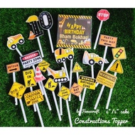 Construction Topper Cake 5inch cake atau 6inch