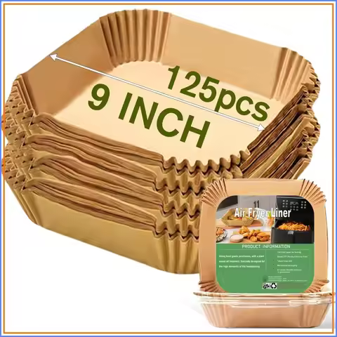 125 Pcs 9 Inch Square Air Fryer Paper Liners, Oil-Proof Parchment for 5-8QT, Baking & Roasting