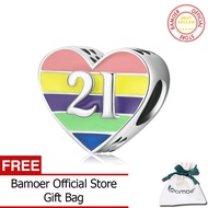 BAMOER 925เงินสเตอร์ลิงเสน่ห์ Rainbow Love ตัวอักษร21จี้ลูกปัดสร้อยข้อมือสร้อยคอสำหรับเครื่องประดับส