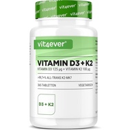 D3 + K2 Depot 365 Tablet Bahan Mentah: 99.7+% AllTrans (K2VITAL) ®   oleh Kappa) Dengan 5000 IU D3 s