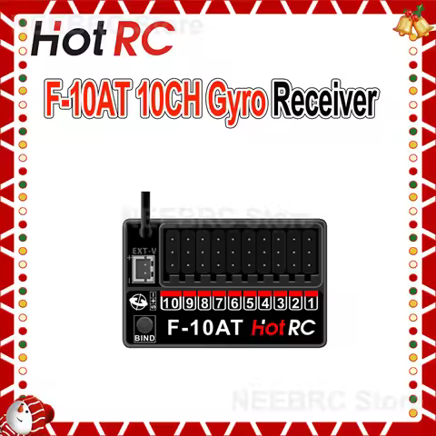 1/2/4PCS HotRC F-10AT 10CH Gyro Receiver 2.4G PWM Voltage Return 4-9V for DS800 CT-6A HT-10A DS600 T