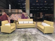 大慶二手家具 全新芥黃綠1+2+3沙發組(含抱枕)/客廳沙發/辦公沙發/多件組沙發/皮沙發