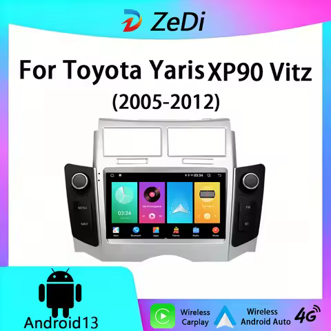 7'' Android 13.0 Car Android Player multimedia car radio GPS WiFi For Toyota Yaris XP90 Vitz 2005-20