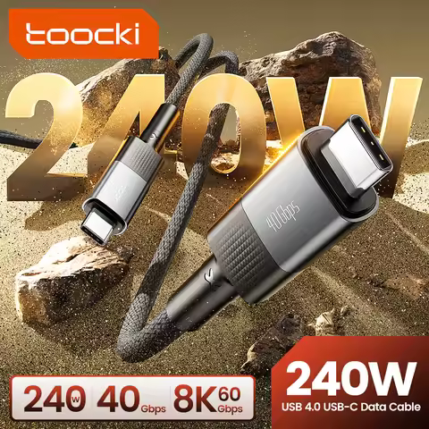 Toocki USB4.0 Cable Gen3 40bps 8K@60Hz Tunderbolt 3 240W Type C to Type C Fast Charging Cable for Ma