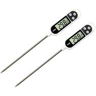 2-Pack Waterproof Digital Meat Thermometer with Long Stainless Steel Probe, Backlit LCD Display, -50