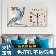 Fashion Wall Clock Living Room Crystal Porcelain Painting Wall Clock Bedroom Simple Mute Clock Hotel B &amp; B Wall Clock Clock Clock