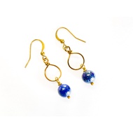 [Handmade Earrings] Double Loop Lapis Lazuli Stone Earrings