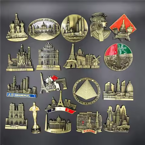 France Paris Barcelona Hollywood Vienna Moscow Russia Egypt Pyramid Vatican City Dubai Macau Metal 3