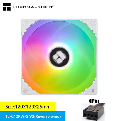 Thermalright TL-C12RW-S V2 Chassis Cooling Fan 120x120x25mm ARGB 1500RPM Intelligent Temperature Con