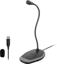 USB Microphone, Plug & Play Microphone for PC, Desktop Omnidirectional Condenser Laptop Mic, Mute Bu