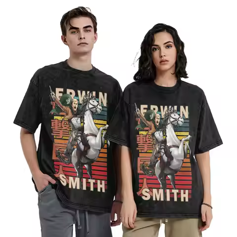 Erwin Smith Attack On Titan Shingeki No Kyojin T Shirt Washed 100% Cotton T-Shirt Vintage for Men Wo