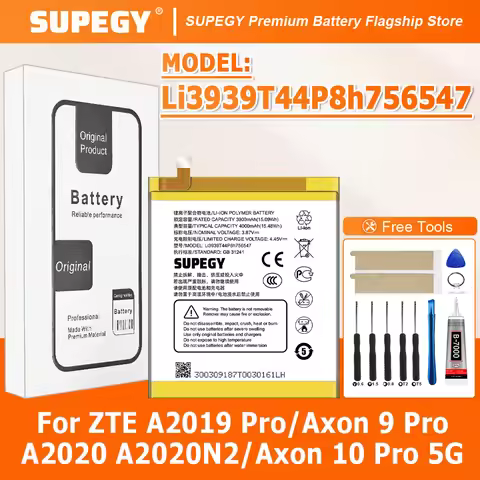 100% New Zero Cycle Li3939T44P8h756547 4000mAh Battery For ZTE A2020 N2 Axon 10 Pro 5G Phone Batteri