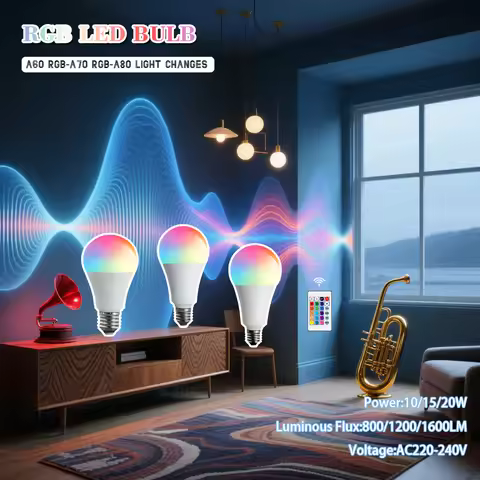 3PCS E27 10W 15W 20W 16 Colors Lighting Key Remote Control E27 RGB Bulb LED Multicolor Bulb 220V Dim
